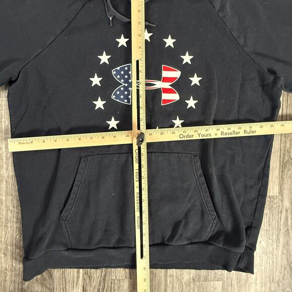Under Armour Loose Fit Pullover Hoodie w/ USA Flag UA Logo – XL / Collegiate - Picture 5 of 5
